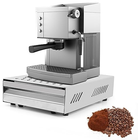 EFUTURETIME Sudschublade für Siebträgermaschine Kaffee Abklopfbehälter Edelstahl, Klopfbehälter mit Herausnehmbarer Geräuschabsorbierender Schlagstange, 350 x 250 x 100mm, Silber