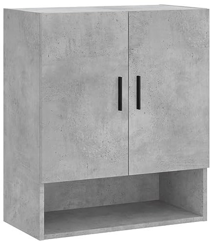 vidaXL Wandschrank, Hängeschrank mit viel Stauraum, Wandmontage Badschrank Medizinschrank, Aufbewahrungsschrank für Wohnzimmer, Betongrau Holzwerkstoff