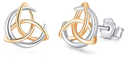 Celtic Stud Earrings Rose Gold 925 Sterling Silver Irish Celtic Knot Earrings Jewelry Gifts for Women Girls