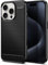 Qiinogow Case Compatible with iPhone 15 Pro, Slim Fit Phone Cover with Shock-Absorption, Carbon Fiber TPU Rubber Protective Case, Black
