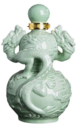 Jingdezhen Ceramic Whiskey Decanter Two Dragons Playing w/Beads on Bottle Liquor Tequila Porcelain Dispenser Creative Wine Pitcher for Scotch