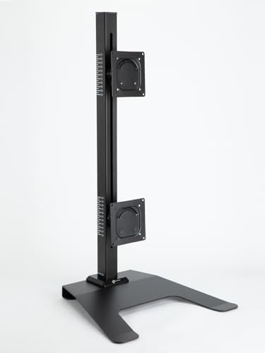 Conforteclea Dual Monitor Desk Mount, Vertical Monitor Stand, Free-Standing Monitor Riser Fits Stack Two Screens up to 27 Inches, 20 Lbs Each, VESA Stand 100 x 100mm, 75 x 75mm, Black
