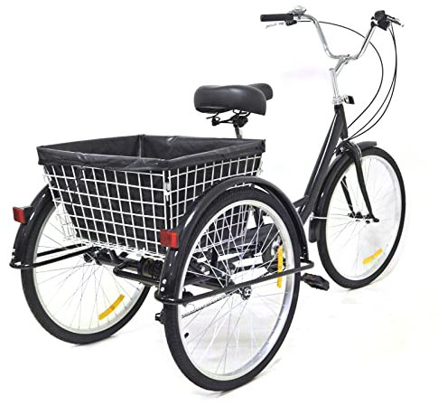 ERnonde 20 Zoll Dreirad 3 Räder Erwachsene Fahrrad Erwachsenendreirad Tricycle Bike, Erwachsenendreirad mit Korb für Senioren, Damen, Herren, Freizeit, Einkaufen,Fitness