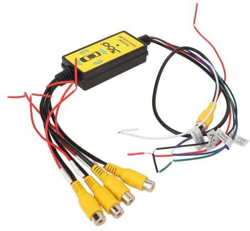 Bnineteenteam Auto-Video-Umschalter für Rückfahrkamera, Auto-Rückfahrkamera-Splitter-Schalter, 4 Eingänge, 1 Ausgang, Intelligenter Auto-Video-Umschalter-Konverter mit Fernbedienung