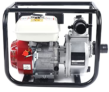 Wasserpumpe 6,5HP mit 36m³/h Durchfluss und 28m Förderhöhe,2 Zoll Anschluss, Gartenpumpe Schmutzwasserpumpe mit 4-Takt-Motor und 7m Ansaughöhe,für Bewässerung, Wassertransport