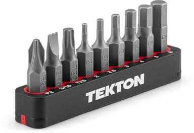 TEKTON 1/10.2 cm Fahrrad Bit-Set mit Schiene, 9-teilig (#2, 3/40.6 cm, T25, 2-6 mm) | DZZ93003