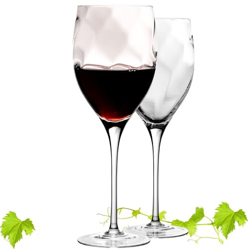 IMPERIAL Elegante Rotweingläser 350ml Serie 'Glamour' Set 2-Teilig Weingläser aus Crystalline Glas Rotweinglas Handmade
