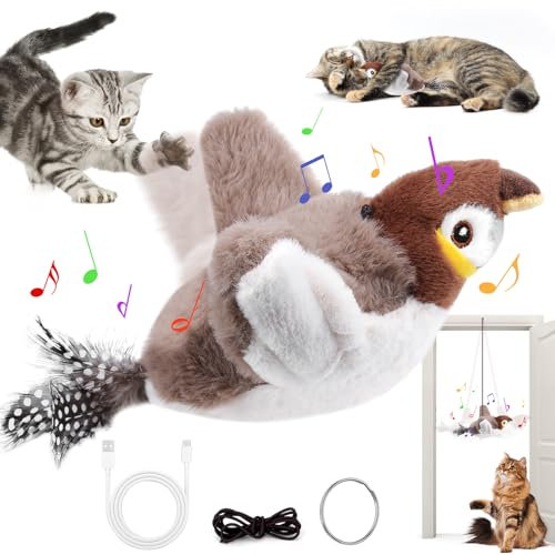 Jadyon Katzenspielzeug Elektrisch Vogel Zur SelbstbeschäFtigung, Katzenspielzeug Vogel, Interaktives Automatisches Mit Katzenminze, Vogelspielzeug FüR Katzen FüR Katzen Zum Spielen Treten