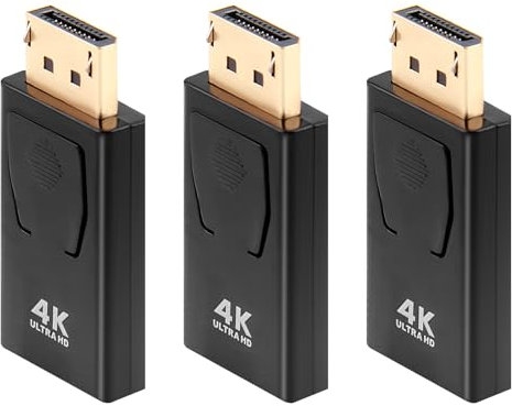 3 Packs Displayport to Hdmi Adapter Display Port to Hdmi Port 4k Dp to Hdmi Cable 1080p Dp Male to Hdmi Female Video Audio Converter for Laptop Pc Desktop Projector Hdtv Monitor