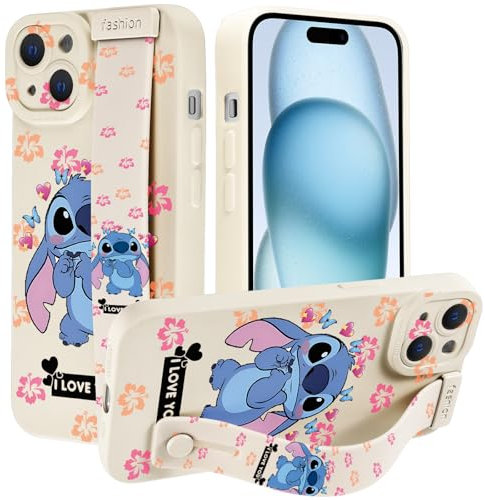 Omyzo Cartoon Case for iPhone 13 Pro Max Case 6,7 with Wrist Strap,Cute Anime Character Pattern Cover for Girls Women,Wristband Holder Stand Soft TPU Shockproof Protective Case,Cute