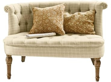 Loberon Sofa Weralin, beige | Klassisches Chesterfield-Design - Feste Polsterung - Zeitloser Look - Sitzmöbel - Couch - Leinen - Baumwolle - Eichenholz
