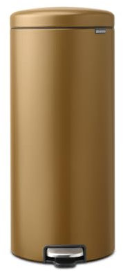Brabantia - Poubelle à Pédale 30L NewIcon - Grande Poubelle pour la Cuisine - Couvercle Soft-Close - Pédale Légère - Seau Intérieur Amovible - Antidérapant - Warm Brass - 30 x 38 x 68 cm