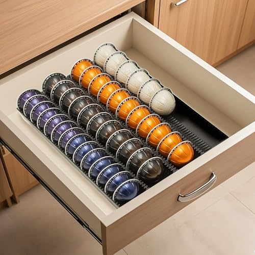TelKeen Coffee Pod Storage Holder Drawer Insert for Counter Compatible with Nespresso Vertuoline Capsules, Nespresso Pod Holder for Nespresso Vertuo for Home, Office, Coffee Station (2 Packs)
