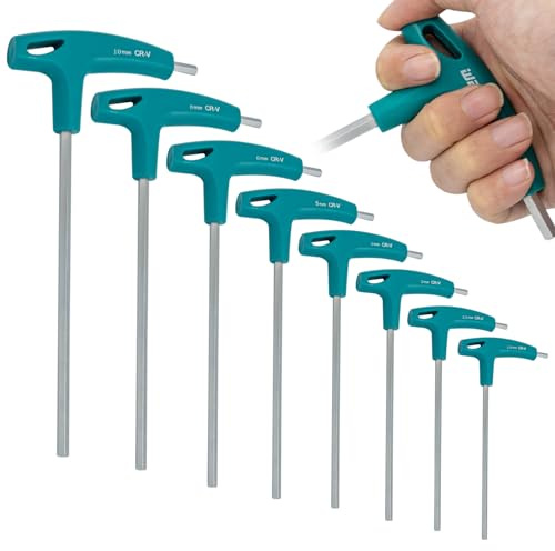 WIYETY T-Griff Schlüssel-Satz: Metrisch T Griff Schraubendreher Set 8tlg (2.0mm/2.5mm/3mm/4mm/5mm/6mm/8mm/10mm Innensechskant Stiftschlüssel mit Quergriffen