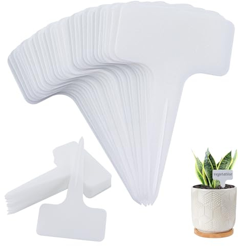 150 Pcs Plastic Plant Labels Tags Garden Markers Seed Labels for Herb Vegetables 10x6cm Waterproof Plant Markers, Garden Plant Tags Plant Markers for Outdoor Plants Flower, Potted Plant (T-Type White)