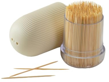 YidaSouko Bamboo Toothpick Dispenser Set, 300 Pieces, with Dust-Proof Box (Beige)