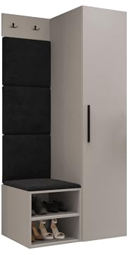 Mirjan24 Garderoben-Set Mapreni III, Schuhschrank + Kleiderhakenbrett + Kleiderschrank Gepolstertes Paneel/Wandpaneel Kleiderhaken Flurgarderobe Wandgarderobe (Cashmere, Manila 18)
