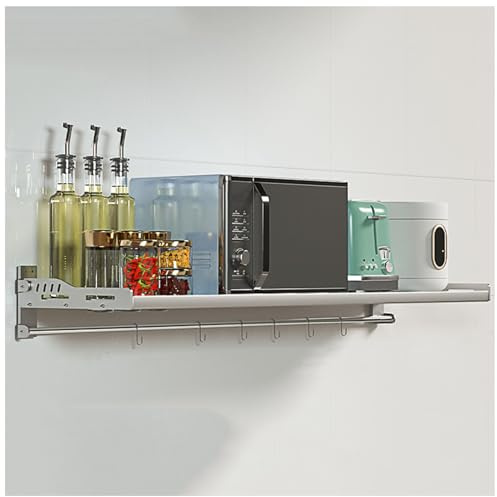 Zusammenklappbares Gestell aus Edelstahl für Mikrowelle und Elektroherd, platzsparendes Design mit 6 Haken, ideale Küchenorganisation für maximale Aufbewahrung und Effizienz