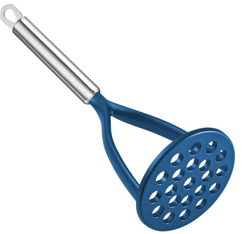 TENTA KITCHEN Good Grips Nylon Potato Solid Masher Ricer Press Blender Crusher for Non-Stick Cookware With Heat Resistant Stay Cool Stainless Steel Handle-Blue