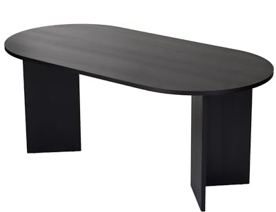 Eleganter schwarzer Esstisch, 180 x 89,5 x 75 cm | 100% melaminbeschichtete Spanplatte, 25 mm Stärke | perfekt für Moderne Essbereiche, Wood Black