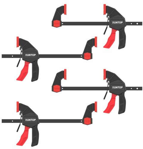 XUNTOP Sargentos de Barra 4PCS 0-150mm/6” Abrazaderas de Barra con Sujeción y Expansión Abrazadera de Rápido con Fuerza de Sujeción de 600N/60KG para Carpintería, Reparación de Metal y Mueble, DIY