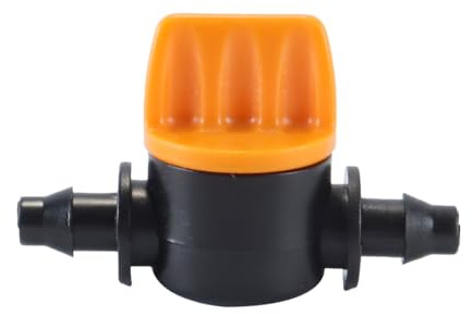 Alide 25PCS Drip Irrigation Shut Off Valve, Straight-through Control Valve for 1/4-Inch 4mm 7mm Tubing, Ducting Pipe Connector for Garden Agricultural Irrigation System