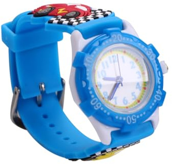 VILLCASE Cartoon Kinderuhr 3d Automuster Blau Leichtes Material Armbanduhr Für Jungen Mädchen