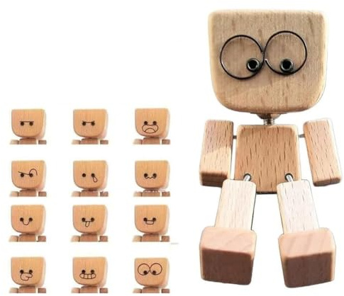 CashMuch Lustige schüttelnde Holzpuppe für Auto oder Schreibtisch, skurrile handgefertigte Figur mit Wackelbewegung, 8,1 cm, reisefreundliches Deko-Zubehör