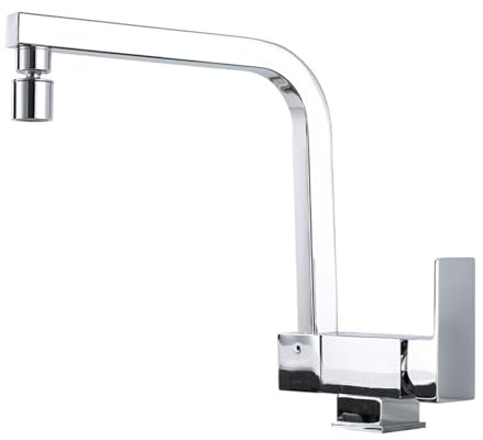Robinet Cuisine Rabattable sous Fenetre Mitigeur Cuisine Pivotant Eau Froide et Chaude Laiton-Chromé