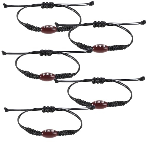 Ciieeo 5 Stück Rugby Armband für Frauen mit Siegerstimmung Verstellbar aus Polyester Vielseitig und Kreativ für Täglichen Sport und Freizeitgebrauch