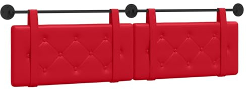 vidaXL Hängendes Kopfteil Rot Kunstleder, Elegantes modernes Kopfteil, rechteckiges Design, Wandmontage, gepolsterte Rückenlehne, minimalistisches Schlafzimmerdekor