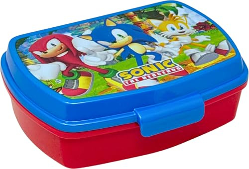 Lonchera para Niños Fans de Sonic 17x14 cm - Caja de Almuerzo para Escuela Infantil y Primaria (3-8 Años) - Caja de Comida de Plástico Sin BPA con Cierre Fácil
