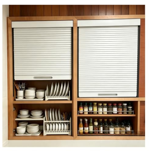QSTGX RolladentüR Schrankrollladen MöBelrolladen Rollo füR Schrank Schrank-Rollladen (Tambour-Tür) Staubschutz-Trennwand für Küche, Garage, Büro, Werkstatt(25x30 cm/9.84x11.81 in)