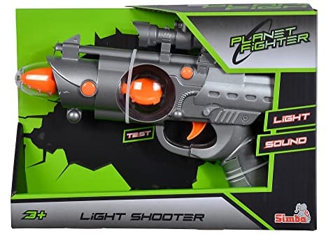 Simba 108046571 – Planet Fighter Light Shooter, 2-Fach Sortiert, es Wird nur EIN Artikel geliefert, Licht und Sound, Farbwechselfunktion, 22cm, imitiert Schussgeräusche, Spielpistole, ab 3 Jahren