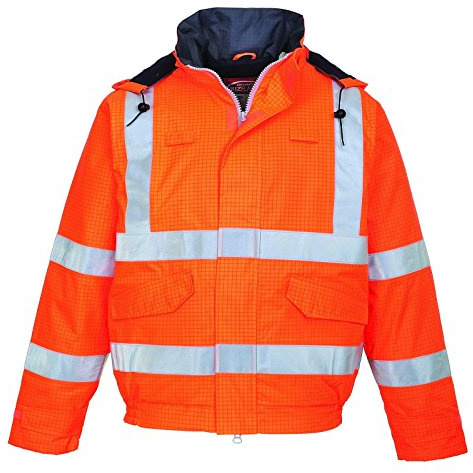 Portwest S773 Bizflame Arbeitsjacke Winter Gerippte Strickbündchen Langarm | Orange, M, EN ISO 20471 Klasse 3, EN 1149-5, EN 13034, Polyester, Verschweißte Nähte, 5 Taschen, Flammresistenstes Reflexband