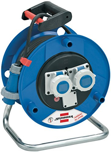 Brennenstuhl 1132836 Kabeltrommel 50 m Serie Garant St Stecker Cee 2 Steckdosen Cee IP67, blau