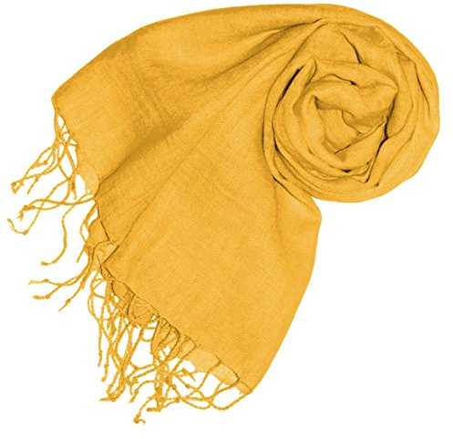 Lorenzo Cana Damenschal Leinenschal 100% Leinen 70 x 180 cm Tuch Naturfaser Gelb Senf Modefarbe Spicy Mustard 93264