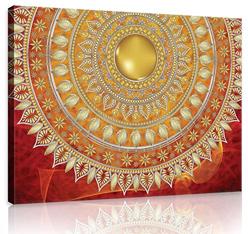 Forwall Bilder Canvas Orientalisch Orient Mandala groß Indische Schlafzimmer Wohnzimmer Leinwandbilder Wandbild Kunstdruck Wandbilder Wand Bild auf Leinwand Aufhängefertig (10120, O1 (100 x 75 cm))