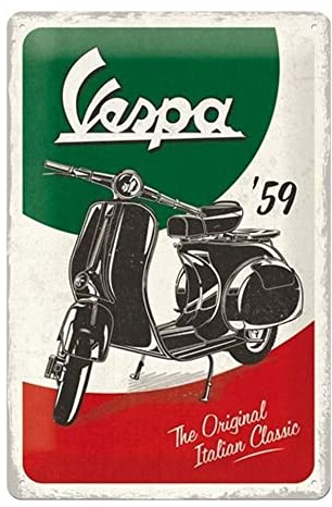 Nostalgic-Art Cartel de Chapa Retro Vespa – The Italian Classic – Idea de Regalo para los Fans de Las Scooters, metálico, Diseño Vintage, 20 x 30 cm