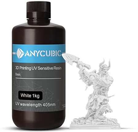 ANYCUBIC 3D Drucker Resin, UV 405nm Standard Rapid Photopolymer Resin, mit Hoher Genauigkeit und Schneller Aushärtung und Hervorragender Fließfähigkeit für den LCD DLP 3D Printer (Weiß,1000g)