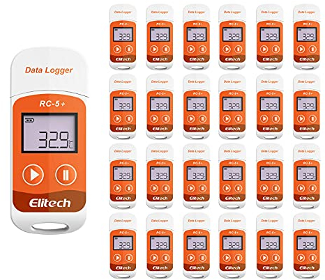 Elitech 25PCS Temperature Data Logger 32000 Points USB Temperature Data Recorder, PDF & CSV Data Report Export, RC-5+