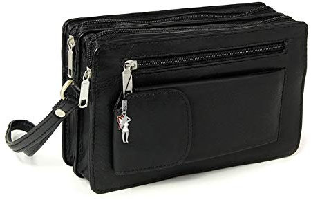 DrachenLeder Leder Geldbörse Herren Handgelenktasche schwarz 20x12x7 D3OTJ512S