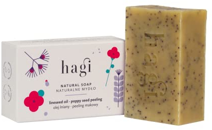 Hagi Naturseife, Leinsamen Seife mit Mit Rapsöl, Olivenöl, Kakaobutter, Rizinusöl, Kokosöl, Pflege für Empfindliche, Trockene, Atopische Haut, 100 g