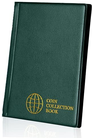 Münzsammlung Album 120 Taschen - 3x3cm Münzhalter Buch Münzlager Album Geld Penny Tasche für Sammler Grün CS0112GR