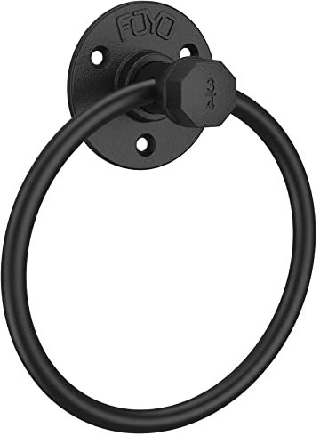 Industrielle Handtuchringe, Licperron, Mattschwarz, Rohr, Handtuchhalter, Wandmontage, Handtuchhalter für Badezimmer, 1 Stück