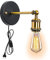 VOMI E27 Metall Schwarz Wandlampe Retro Verstellbare mit Schalter und Stecker Vintage Industrie Innen Wandleuchte Schaukel Drehbar 180° Wandbeleuchtung Wand Leselampen Schlafzimmer Wohnzimmer