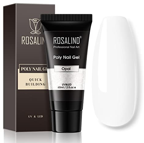 ROSALIND Poly Nail Gel, 60ML Art Acrylgel für Nägel, UV/LED Nagellack Gel Verlängerungskleber für Maniküre Reparatur Nagelverlängerung, Opal
