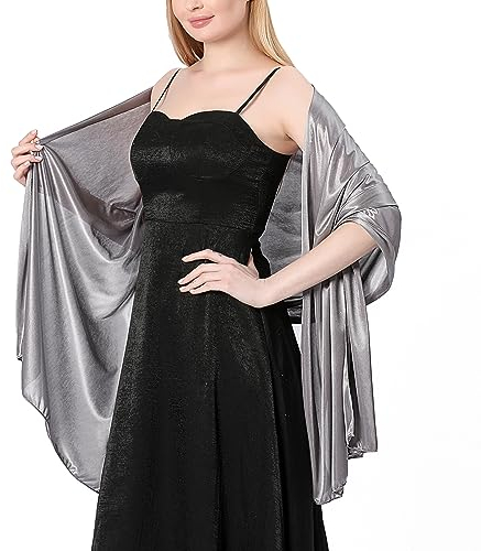 Ladiery Damen Seide Satin Stola Festlich,Shawl für Brautkleider Abendkleider Sommer Elegante Party Weicher Schal