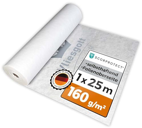 Scorprotect® BSV (bedrucktes) Boden- und Treppenschutzvlies Abdeckvlies selbsthaftend 1 m x 25 m 160 g/m² Folienoberseite