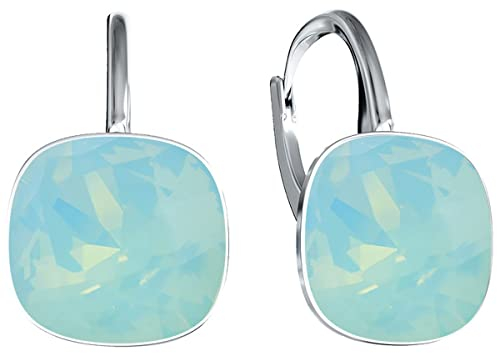 Damen Hängen Ohrringe Silber 925 mit Marken Kristalle Zirkonia - Schmuck Echt Silberne Hängende Ohrhanger für Frauen und Mädchen - Hängeohrringe Ideal Geschenk (Pacific opal)